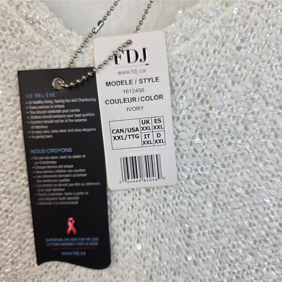 FDJ French Dressing Sequined Tunic XXL White Sparkle NYE Dainty Fairy y2k New - Picture 5 of 12